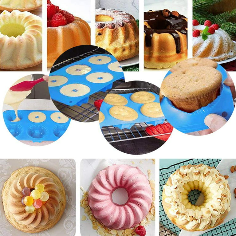 Travelwant 4Packs 6Inch Silicone Molds, Nonstick Silicone Donut Mold,  Silicone Cupcake Baking Cups, Silicone Donut Pan, Muffin, Jello, Bagel Pan,  Oven- Microwave- Dishwasher Safe 