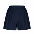 thumbnail image 5 of RYRJJ Womens Lightweight Cotton Linen Shorts Casual Baggy Trendy Short Pants Elastic Waist Comfy Beach Shorts(Navy,L), 5 of 6