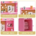thumbnail image 5 of Kids Study Desk and Chair Set - Wooden Student Writing Desk with Hutch & Storage Cabinet, Kids Computer Workstation for Bedroom & Study Room, Pink, 5 of 5