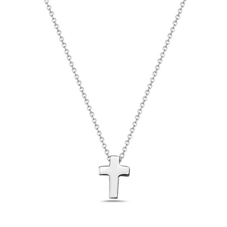 925 Sterling Silver Solid Plain Womens Small Cross Pendant Necklace