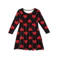 thumbnail image 3 of Abcomgle Valentines Dress for Kids Girls Funny Love Heart Midi Dress for Girls Cute A-Line Long Sleeve Dresses for Girls Crewneck Spring Swing Dresses,, 3 of 4