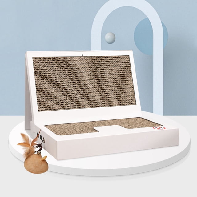 OULII Cat Scratching Board Laptop Shaped Paper Toy for Pet Use White Super Sturdy Construction Well Balanced Design 1 Set