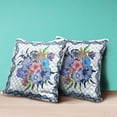 thumbnail image 4 of Flowers Indoor/Outdoor Pillow in White Blue 16x16, 4 of 5