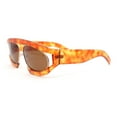 thumbnail image 3 of Flat Top Racer Bridgeless Rectangular Oval Double Rim Retro Sunglasses Orange Gold - Brown, 3 of 4