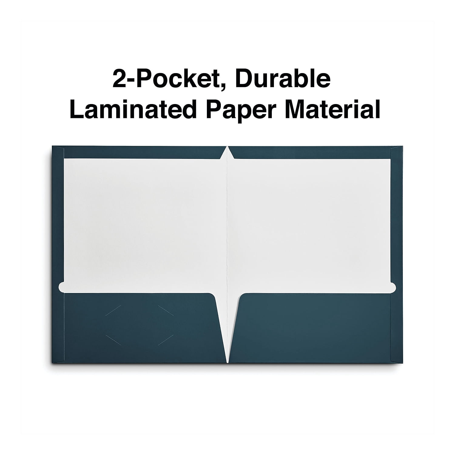 11 in. x 8-1/2 in. Cardboard Paper, Laminated Two-Pocket Folder - Navy (25/Pack)