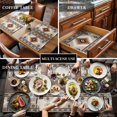 thumbnail image 3 of Placemats for Dinning Table Set of 8, Brown Gray Boho Southwestern Ethnic Abstract Geometric Burlap Kitchen Place Mats Waterproof Cloth Table Mats, Indoor Outdoor Placemats Easy Clean Dinner Decor, 3 of 8