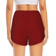 thumbnail image 4 of Vsdgher Maroon Print Women's Running Double Layer Shorts High Waisted with Pockets Elastic Yoga Workout Athletic Gym Sports, 4 of 8
