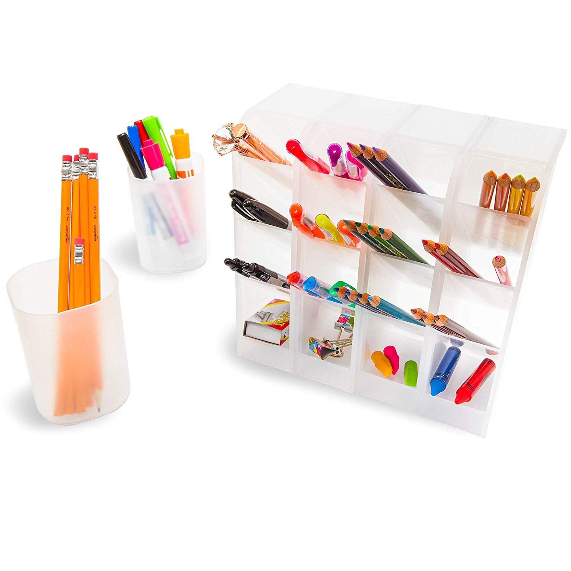 6 in 1 Desk Organizer Set, 2x Pen Holders, 4x Pencil Storage with 4