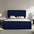 thumbnail image 1 of Modern Bed Frame with 4 Storage Drawers and Headboard, Velvet Upholstered Platform Bed Frame, No Box Spring Needed QUEEN, 1 of 6