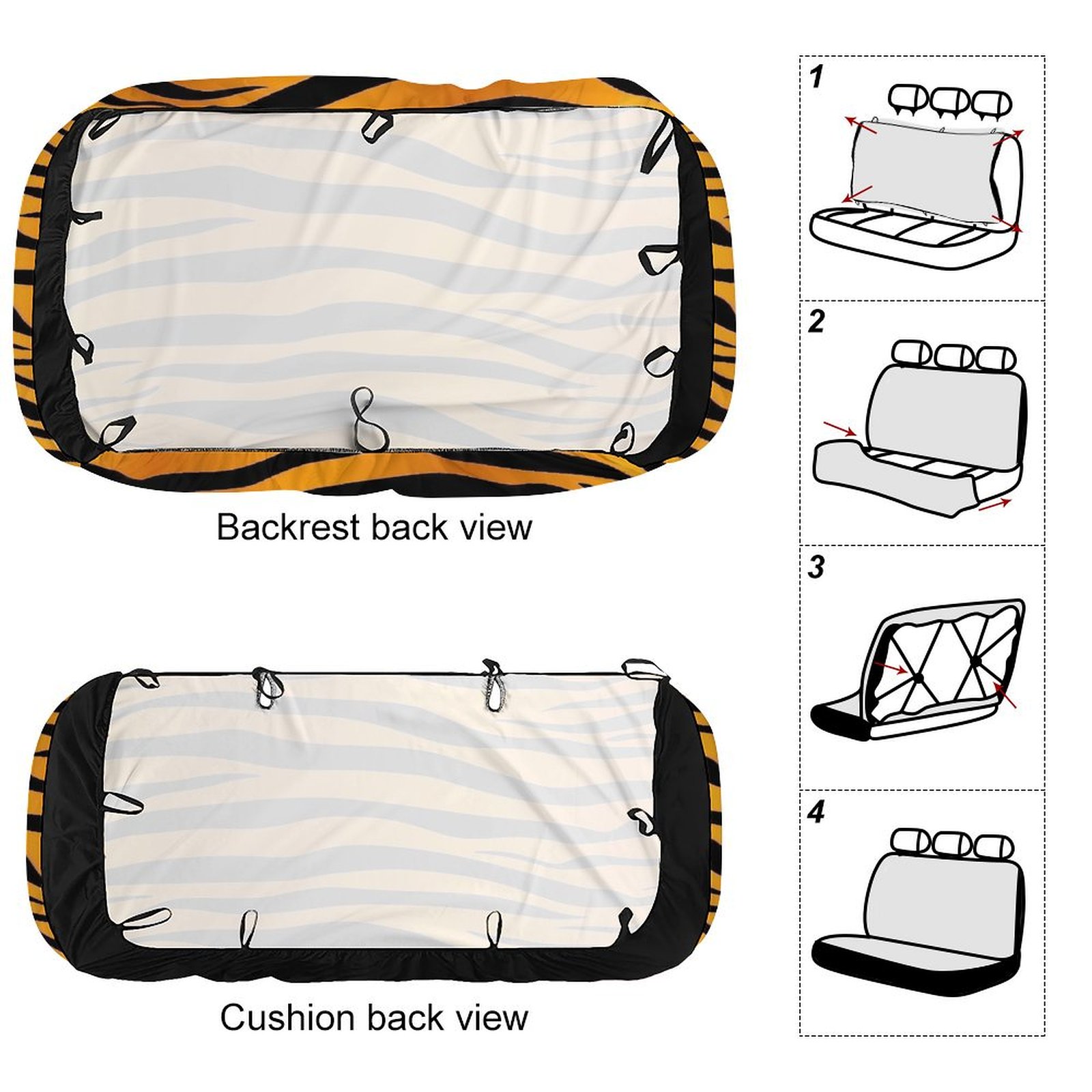 Animal Print Patterns Rear Seat Covers, Car Backseat Protector, Universal Back Seat Vehicle Interior Protector, Fits Most Cars, SUVs, Sedans, Trucks