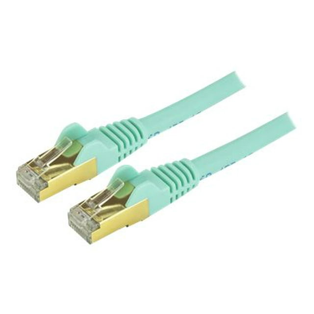 StarTech.com 7ft CAT6A Ethernet Cable, 10 Gigabit Shielded Snagless RJ45 100W PoE Patch Cord, CAT 6A 10GbE STP Network Cable w/Strain Relief, Aqua, Fluke Tested/UL Certified Wiring/TIA - Category 6A - 26AWG (C6ASPAT7AQ) - Patch cable - RJ-45 (M) to RJ-45 (M) - 7 ft - STP - CAT 6a - molded, snagless - aqua