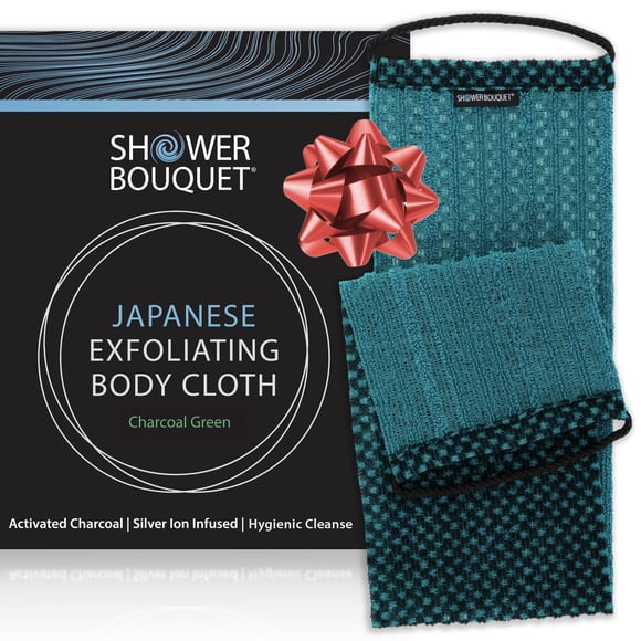 Toalla exfoliante para ducha Shower Bouquet, carbón japonés, verde