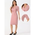 thumbnail image 2 of DARING DIVA Sheath V Neck Work Office Bodycon Midi Dresses M Grey Pink, 2 of 6