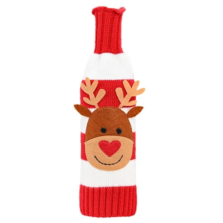 

NUOLUX 1Pc Household Knitting Festive Wine Bottle Cover for Home (Elk Style)