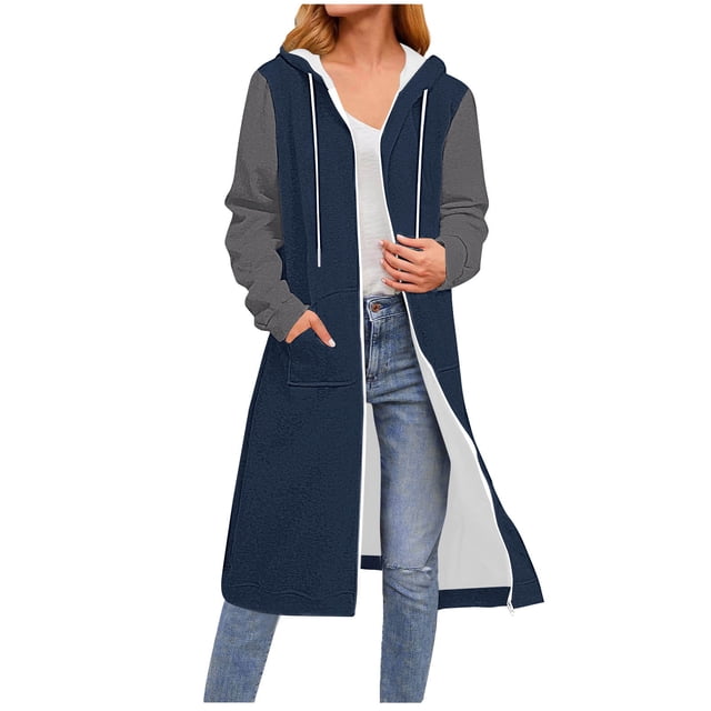 Hvobtty Chandail à Capuchon à Manches Longues pour Femmes, Chandails Décontractés de Mode pour Femmes Imprimés à Manches Longues avec Capuchon, Poche, Fermeture Éclair, Cordon de Serrage, Hauts à Poche