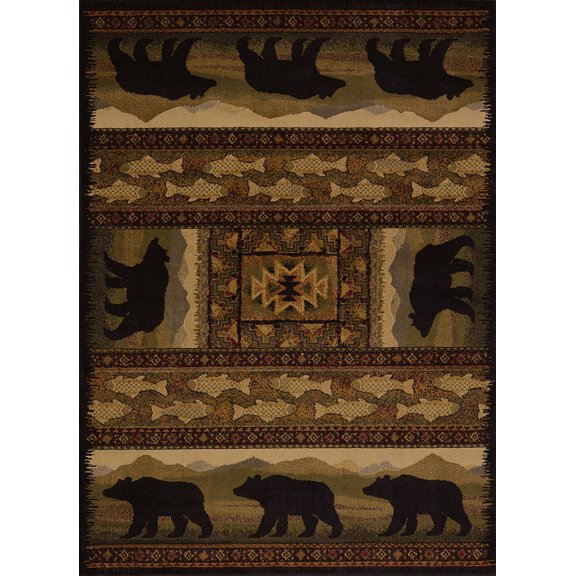 United Weavers Essence Kodiak Lodge Black Woven Polypropylene Area Rug