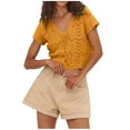 thumbnail image 2 of Women's White V-Neck Short Sleeve Knit Cardigan Sweater Lightweight Open Front for Layering, 2 of 7