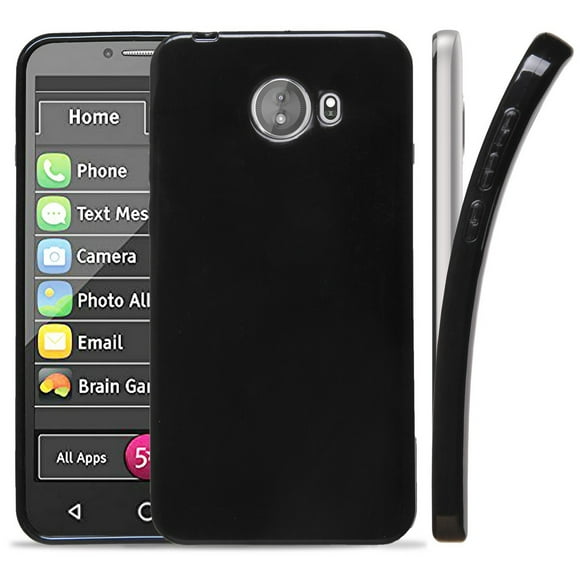 Case for Jitterbug Smart2, Jet Black Glossy Flex Gel TPU Skin Slim Cover for GreatCall Jitterbug Smart2