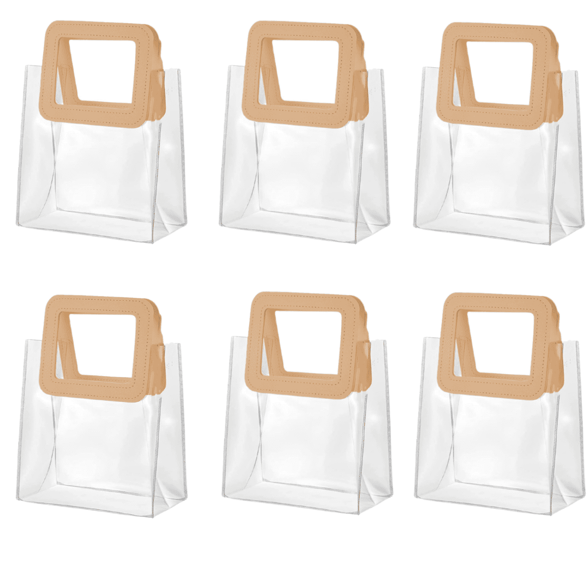 Trianu 6 Pcs Plastic Gift Bags with Handles, Transparent Gift Wrap Bags ...