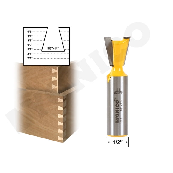 Yonico Dovetail Router Bit - 5/8" x 14° - 1/2" Shank - 14115