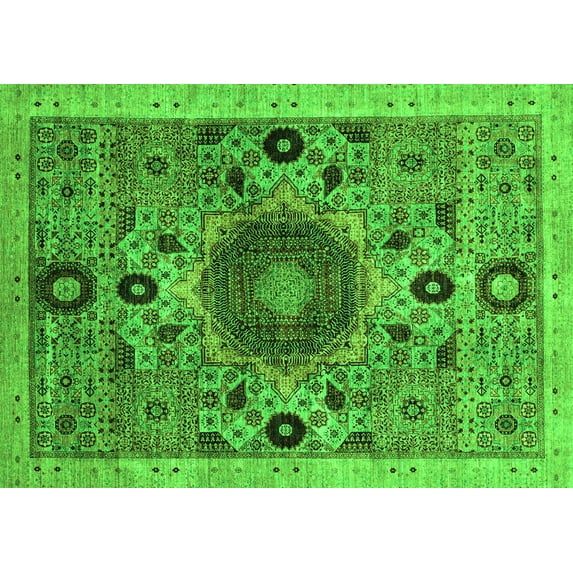 Ahgly Company Indoor Rectangle Abstract Green Modern Area Rugs, 5' x 7'