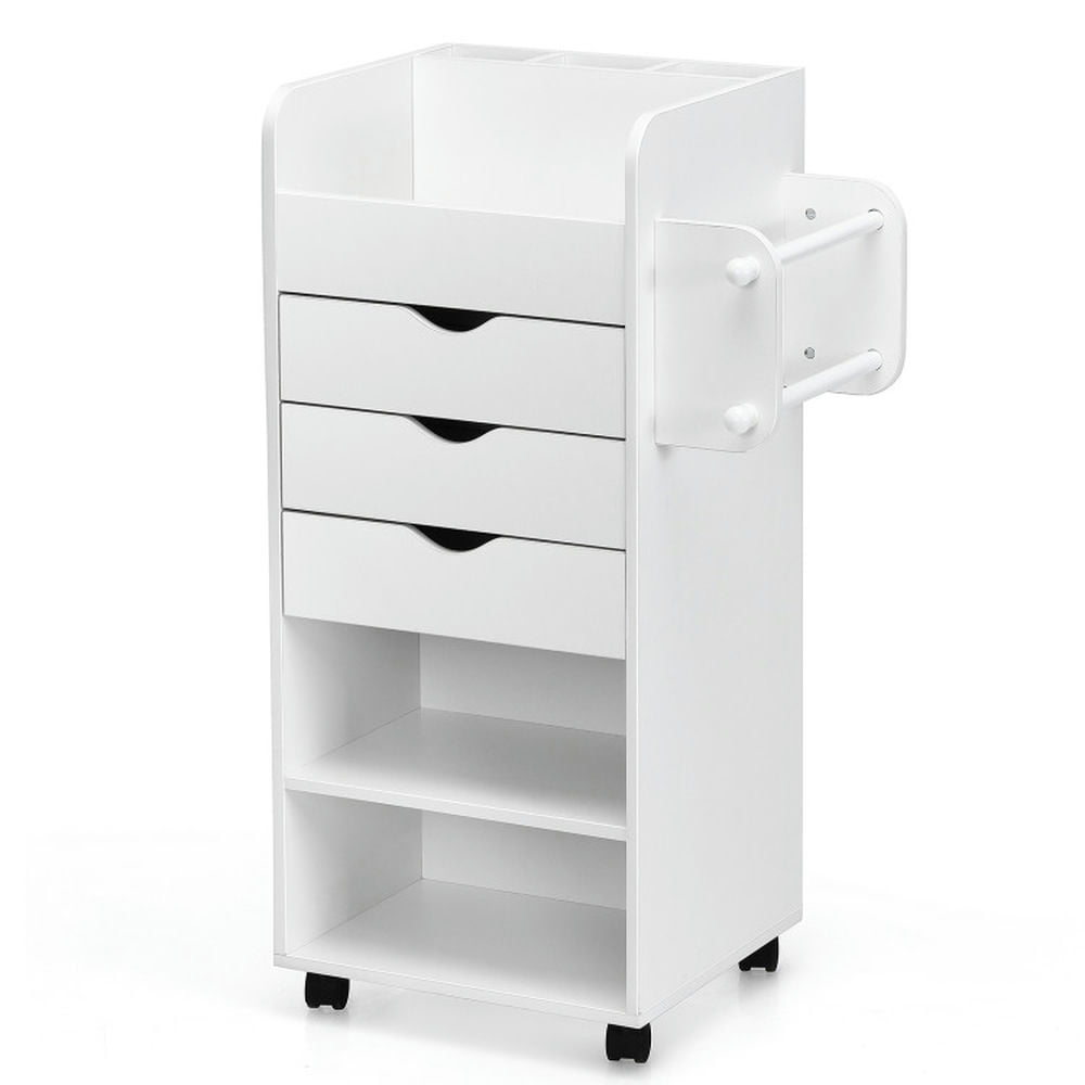 Demi Bonn 3 Drawers Wooden Mobile File Cabinet, Utility Rolling Craft Storage Cart with Lockable Casters, White