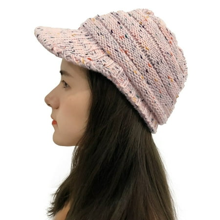 

Dadaria Beanie Hats for Women Multicolor Stitching Outdoor Hats Crochet Knit Beanie Cap Peaked Cap Pink Women