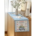thumbnail image 5 of Table Runner 70 Inches Long for Kitchen Dining, Spring Easter Dresser Scarf Farmhouse, Dining Table Decorations for Wedding/Parties, Watercolor Floral Eggs Rabbits Truck Blue 13 x 70 In, 5 of 8