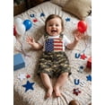 thumbnail image 6 of BemeyourBBs Toddler Baby Girl Boy 4th of July Overalls Outfit Patriot Independent Day Summer Clothes Bib Overalls Shorts Star Bow American Flag Camo Adjustable Strap Jumpsuit with Pockets, 6 of 9