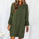 thumbnail image 3 of Otoño e invierno Mujer Casaul Sólido Manga larga Suelto O-cuello Peludo Suéter Vestido Fridja nbo2979, 3 of 5