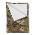 thumbnail image 2 of Camo Soft Flannel Fleece Blanket, Summer Season Pattern Abstract Concept Comb Like Mosaic Form Illustration, Cozy Plush for Indoor and Outdoor Use, 70" x 90", Green Brown Dark Brown, by Ambesonne, 2 of 5