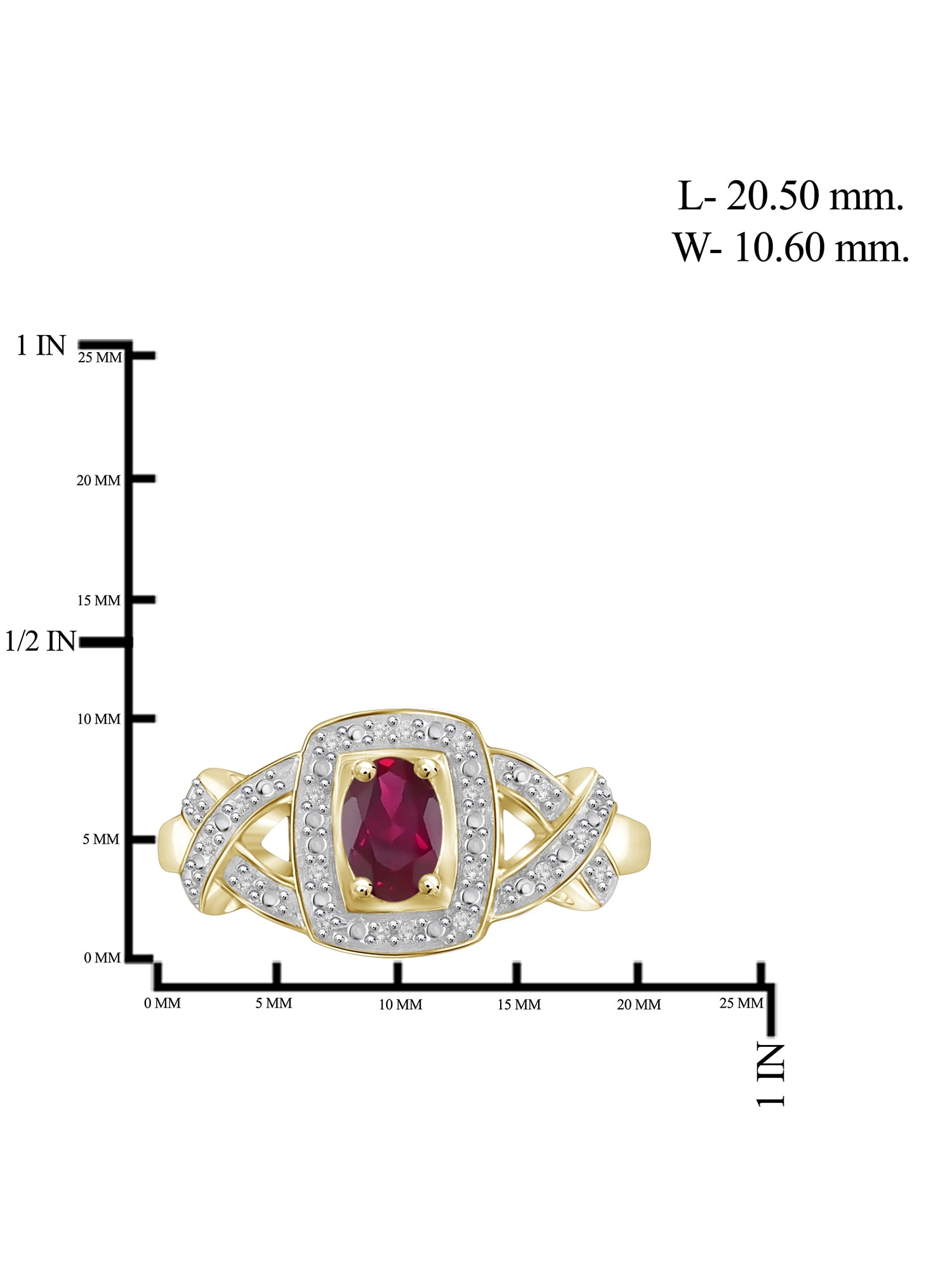 JewelersClub Ruby Ring Birthstone Jewelry – 0.50 Carat Ruby 14K Gold Plated Silver Ring Jewelry with White Diamond Accent – Gemstone Rings with Hypoallergenic 14K Gold Plated Silver Band