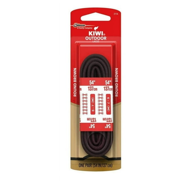 Kiwi Outdoor Round Brown Shoelaces, 54 Inches - 3 Pack