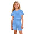 thumbnail image 6 of CYRBOKO Outfit Sets for Toddler Girls, Stretchy Elastic Waist Short Sleeve Summer Casual Loungewear Two-piece Sets Blue Size 4-5 T, 6 of 8