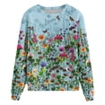thumbnail image 5 of Pntutb Mujeres Moda Casual Flor Estampado Cuello Redondo Manga Larga Camiseta top Blusa Pullover Pntutb Pntutb-1643, 5 of 5