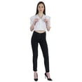 thumbnail image 2 of Moomaya Puff Sleeve Crop Top For Women Solid Button Down Collar Designer Shirt, 2 of 7