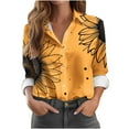 thumbnail image 2 of HOMBOM Womens Classic Fit Polo Shirts Button down Fall Yellow Long Sleeve Tops Floral for Women, 2 of 6