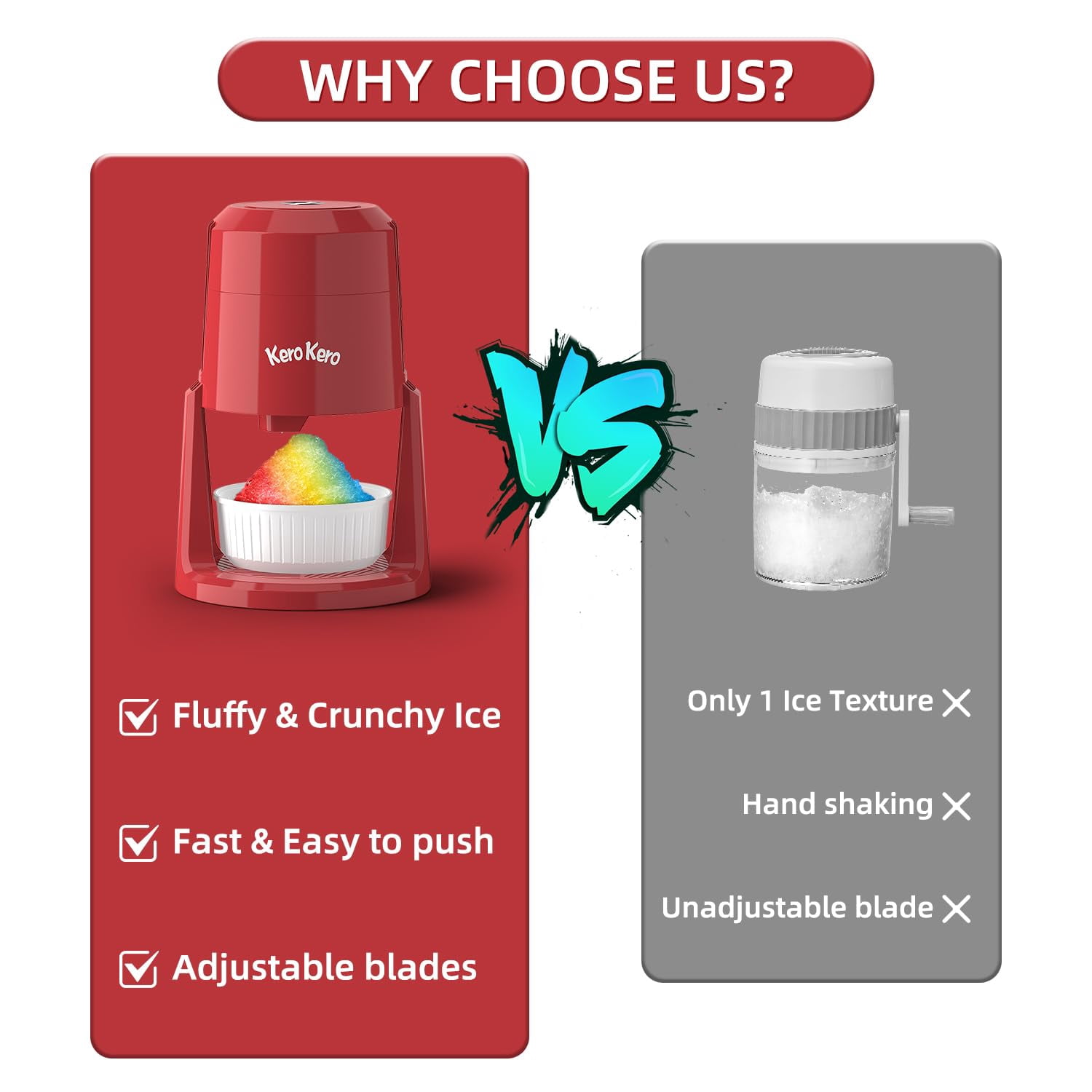 Professional Shaved Ice : RX03 Electric Snow Cone Maker & ICEE  for Home, 60W Power, 120V  Voltage, Create Fluffy Ice Snow Cones, Slushies and  Treats-Red