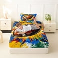 thumbnail image 4 of Castle Fairy Football Print Twin Sheets 3pcs, Hippie Splash Bedding, White Blue Orange,1 Fitted Sheet, 1 Flat Sheet and 1 Pillowcase, 4 of 6