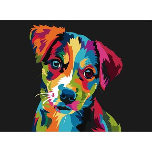 Colorful Puppy Jack Russell Dog DIY 5D Diamond Art Painting by Number Kits for Adults Paint with Round Full Drill Diamond Gems Painting Art Craft for Home Wall Decor 11.8x15.8in(4)