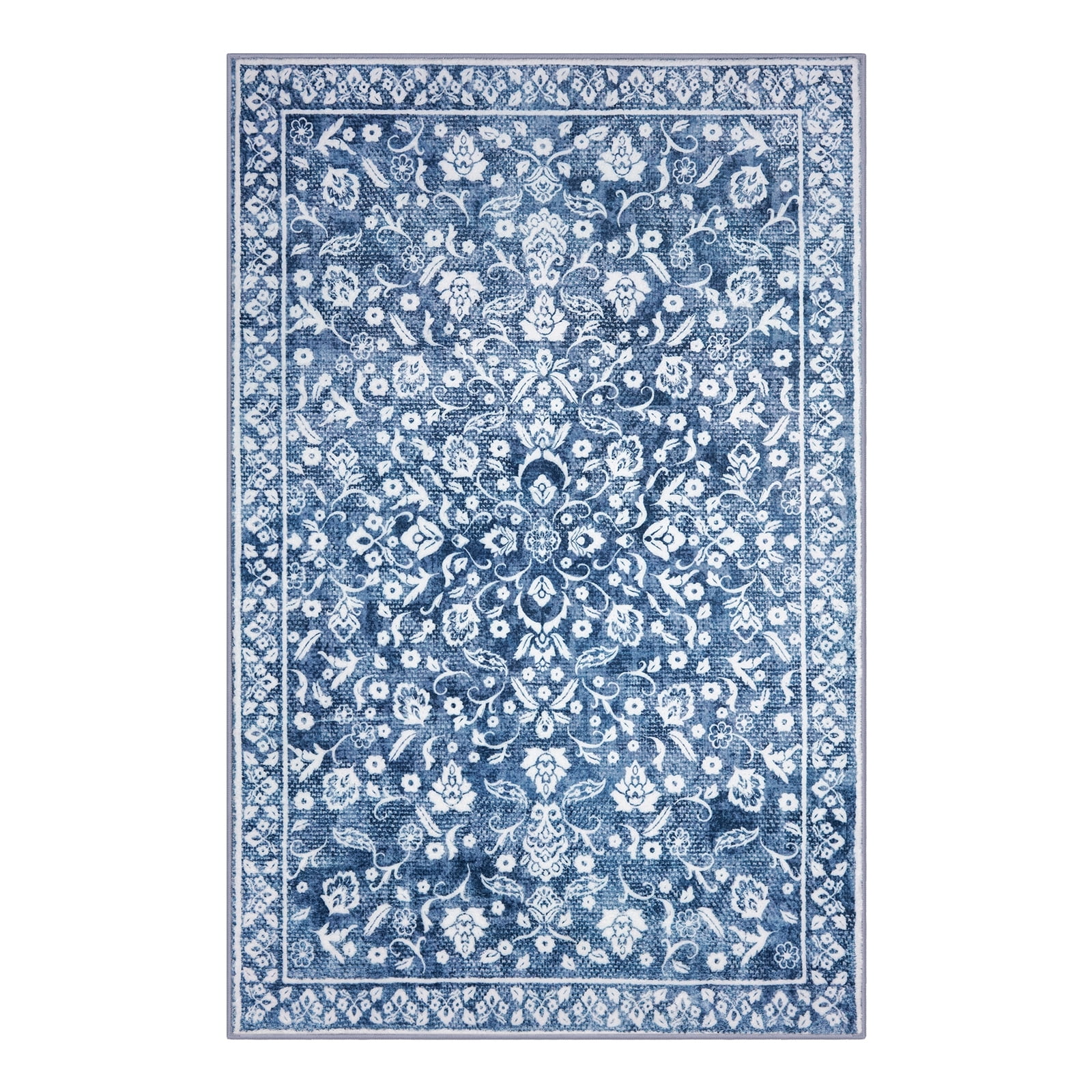 GLATTICE 6x9 Washable Area Rug for Living Room Non-Shedding Bedroom Rug Blue Rugs Non Slip Soft Thin Large Indoor Carpet for Dining Room Home Office