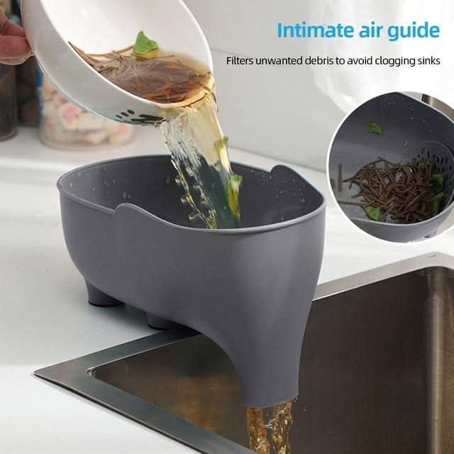 Cesta de drenaje de elefante Cesta de drenaje de almacenamiento de cocina multiusos (gris)