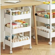 Cowin 3-Tier Metal Rolling Storage Cart Shelves Rolling Utility Cart Organizer Cart Movable Storage Organizer Bathroom Kitchen Office Workshop White