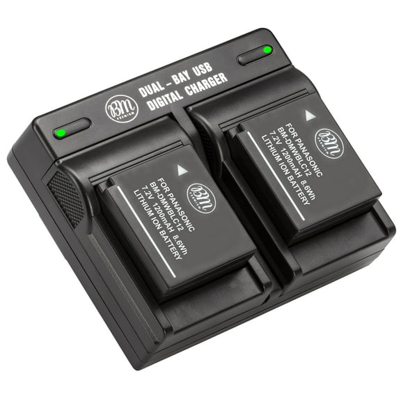 BM 2 Pack DMW-BLC12 High Capacity Batteries and Dual Bay Charger for Panasonic DC-FZ1000 II DC-G95 DMC-G85 DMC-G7 DMC-GX8 FZ1000 DMC-FZ2500 Cameras
