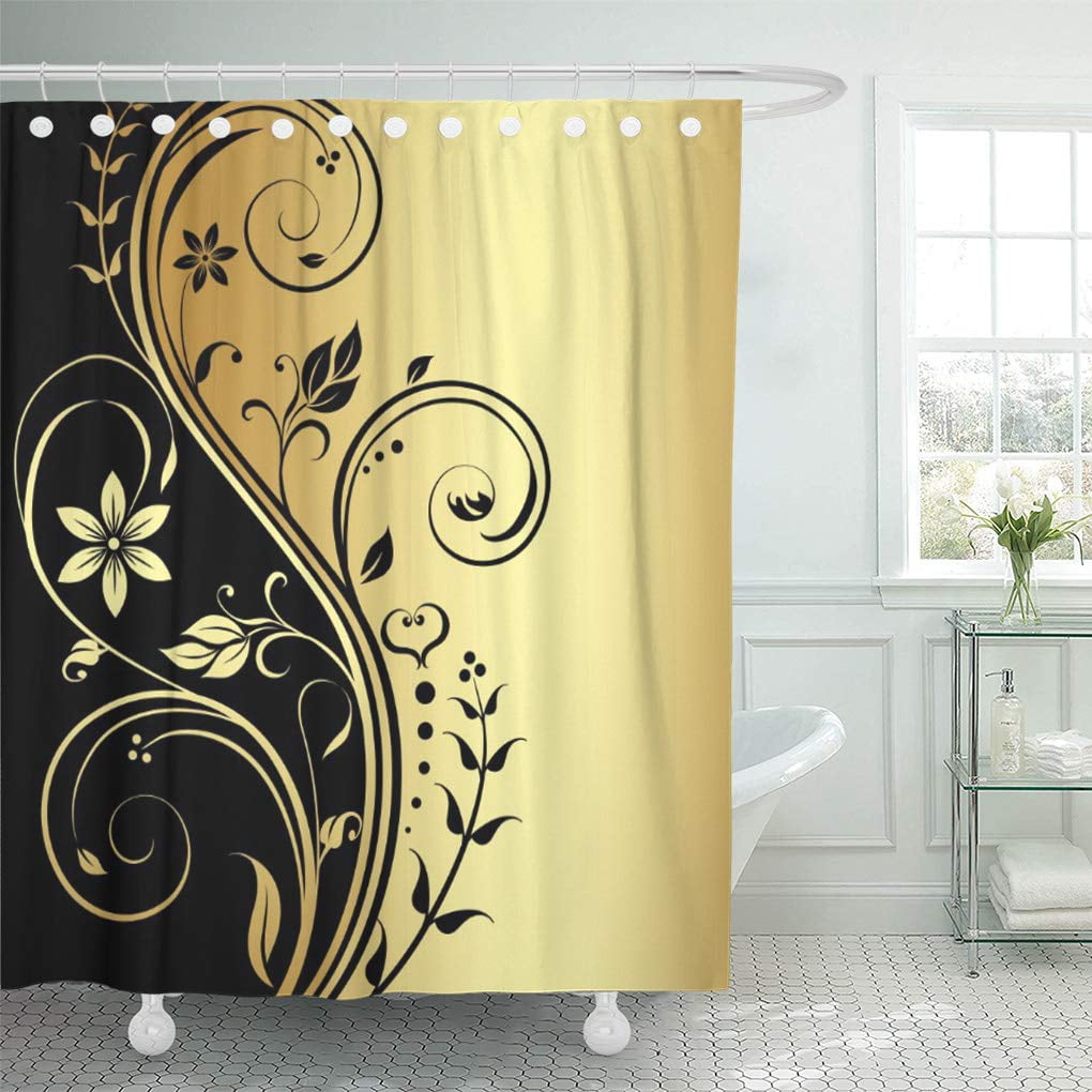 CYNLON Vintage Elegant Gold Floral Black Trendanista Chic Bathroom ...