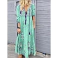 thumbnail image 2 of Vestido largo con estampado floral bohemio Cuello en V Cordón con cordones Ropa de manga larga Yuarrent AP000133-42B, 2 of 6
