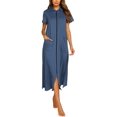 thumbnail image 2 of Robe à Fermeture Éclair pour Femmes Manches Courtes Robe de Maison Longueur Complète avec Poches S-TTG, 2 of 7