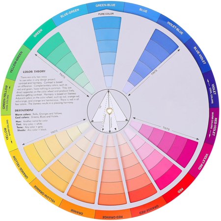 Creative Color Wheel for The Artist: 9" Color Learning Theory Chart Paint Mixing Wheel Poster Colour Guide Spinner Board with Tints Shade and Definition for Art Nail Quilting Makeup Blending
