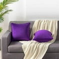 thumbnail image 5 of ZOELNIC Pack of 2 Decorative Throw Pillow Covers with Pom Poms Soft Square Velvet Pillow Case for Couch Sofa Bedroom 20''x20'' Purple, 5 of 8