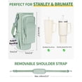 thumbnail image 4 of WANDF Water Bottle Carrier Bag with Phone Pocket, 40oz Tumbler with Handle Accessories,Insulated Water Bottle Holder with Strap,Straw Cover,Pouch for Men Women Hiking Camping Travel Gym(Green Bag), 4 of 9